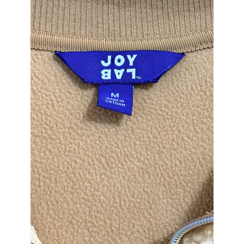 JoyLab Pullover Women M Brown Sherpa Faux Fur Quarter‎ Zip Kangaroo Pocket Cozy - Picture 2 of 7